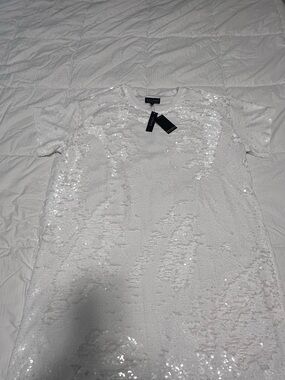 Eloquii White Sequin Short Sleeve Tunic